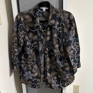 Croft & Barrow Black and Brown Patterned Shirt